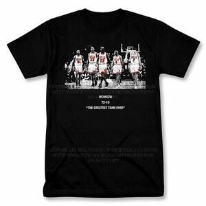 1996 Chicago Bulls Jordan 72-10 Graphic T Shirt Style Basketball Fan Tee